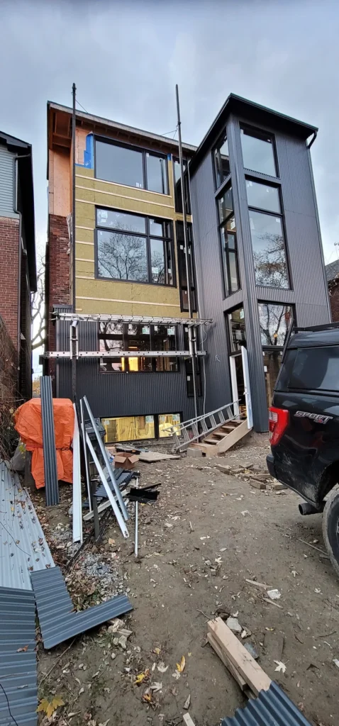 Corrugated metal siding project in Toronto